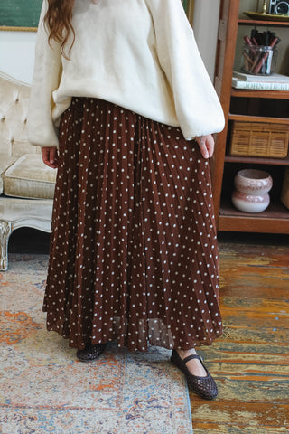 Clara Polka Dot Pleated Maxi Skirt