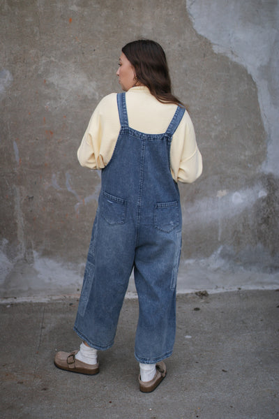 Zoe Patchwork Oversized Denim Overalls