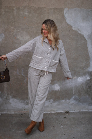Reagan Striped Denim Pants