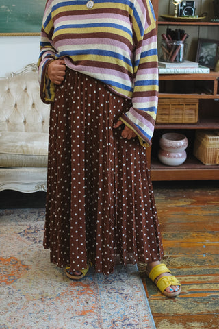Clara Polka Dot Pleated Maxi Skirt