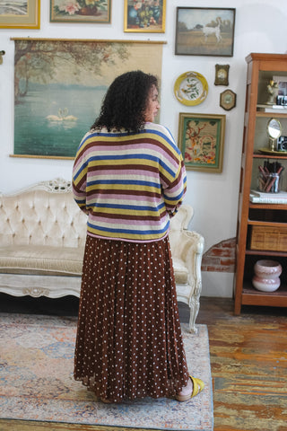 Clara Polka Dot Pleated Maxi Skirt