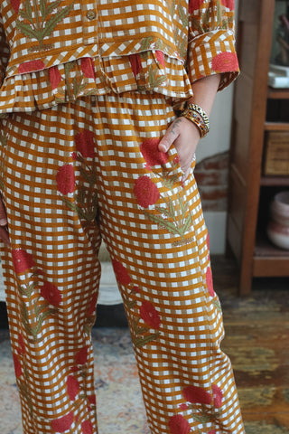 Birdie Gingham Barrel Pant