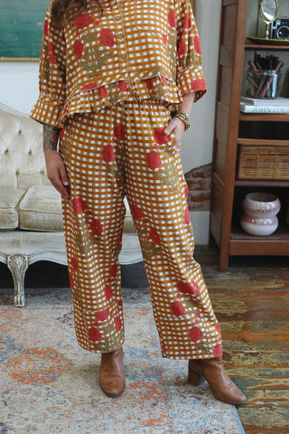 Birdie Gingham Barrel Pant