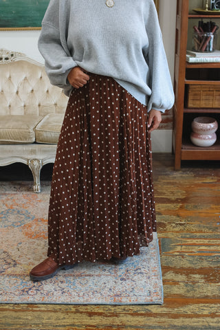 Clara Polka Dot Pleated Maxi Skirt