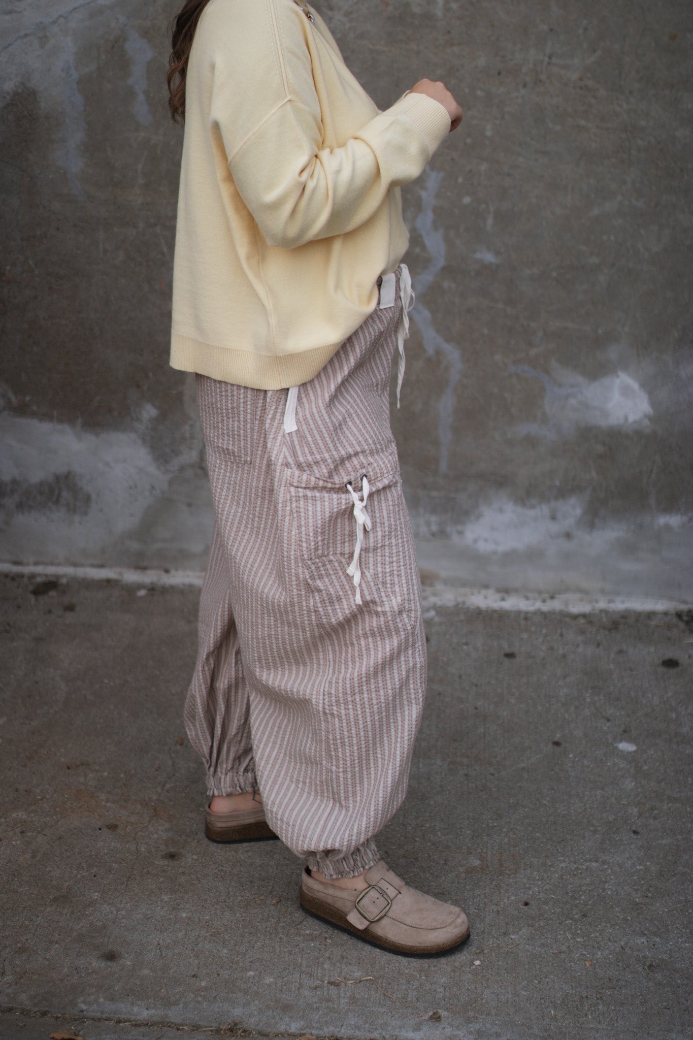 Astrid Striped Drawstring Side Pocket Pants