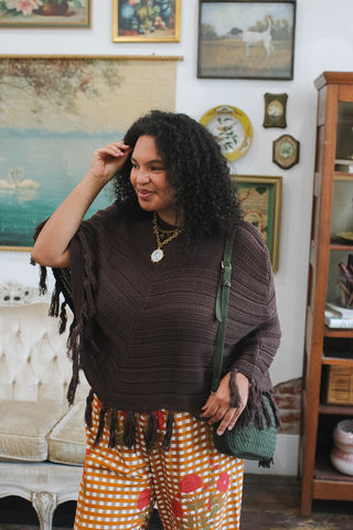 Zella Fringe Knit Poncho