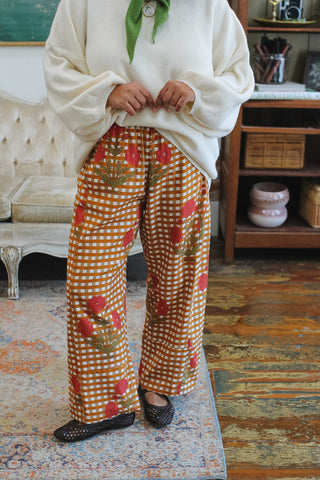 Birdie Gingham Barrel Pant