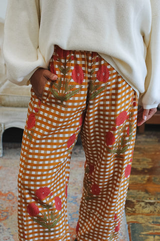 Birdie Gingham Barrel Pant