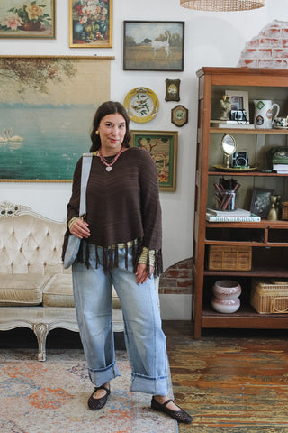 Zella Fringe Knit Poncho