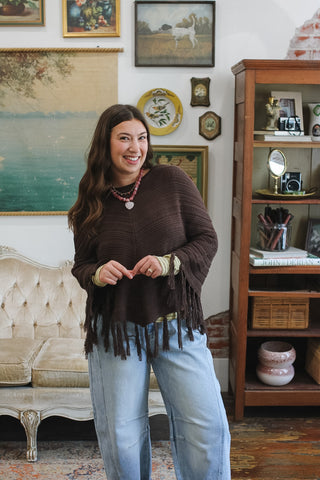 Zella Fringe Knit Poncho
