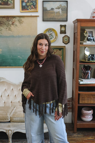 Zella Fringe Knit Poncho