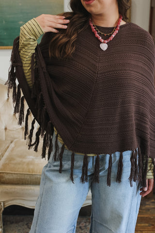Zella Fringe Knit Poncho
