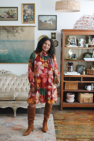 Aurora High Neck Floral Mini Dress