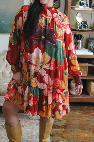 Aurora High Neck Floral Mini Dress