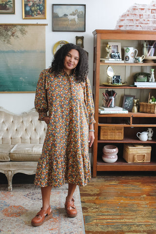 Alix Floral High Neck Midi Dress