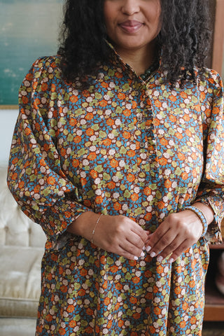 Alix Floral High Neck Midi Dress