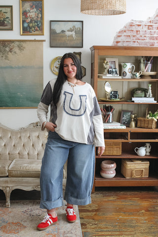 Claire Patchwork Horseshoe Top