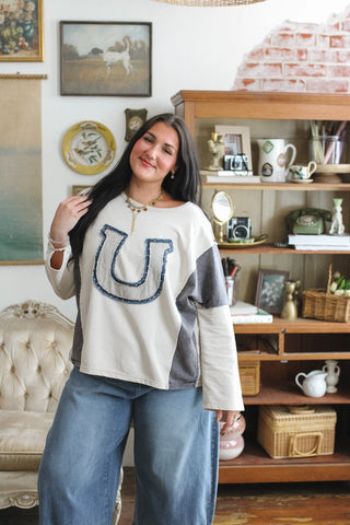 Claire Patchwork Horseshoe Top