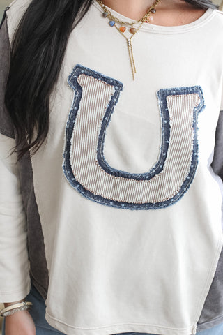 Claire Patchwork Horseshoe Top