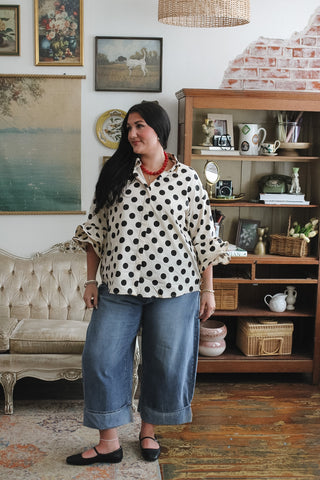 Shiloh Ruffle Sleeve Polka Dot Blouse