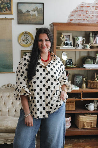 Shiloh Ruffle Sleeve Polka Dot Blouse