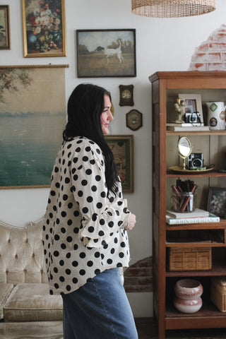 Shiloh Ruffle Sleeve Polka Dot Blouse