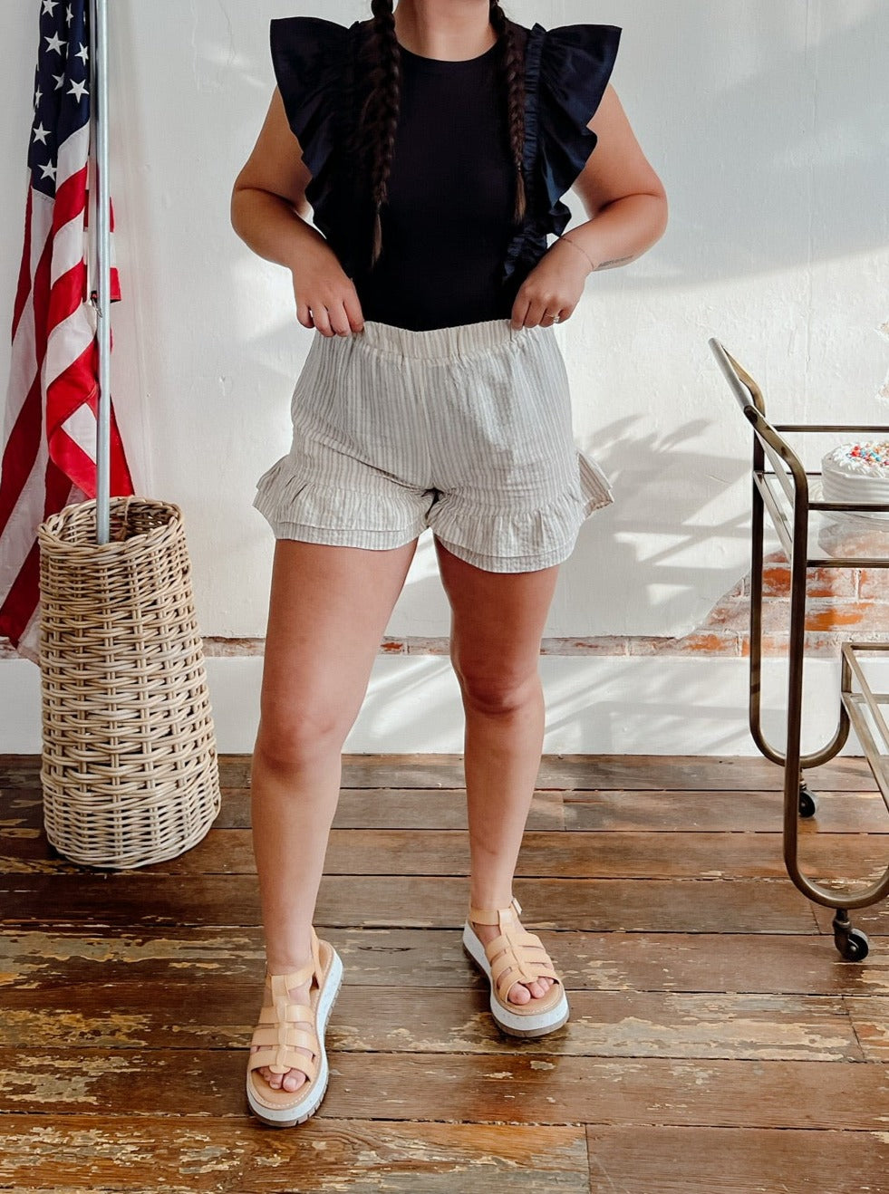 Fit And Flare Pinstripe Shorts