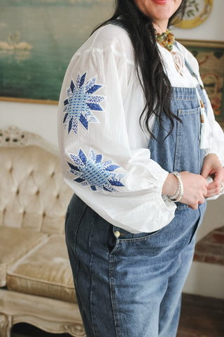 Riley Sheer Patchwork Blouse