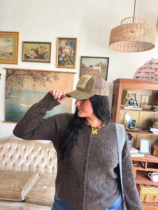 Crochet Granny Square Trucker Hat