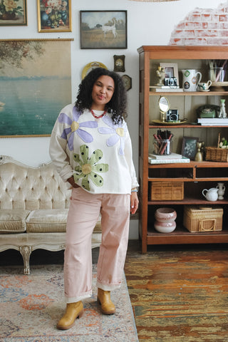 Avery Retro Patchwork Floral Crewneck