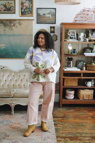 Avery Retro Patchwork Floral Crewneck