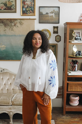Riley Sheer Patchwork Blouse