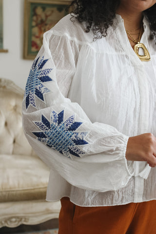 Riley Sheer Patchwork Blouse