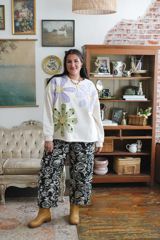 Avery Retro Patchwork Floral Crewneck
