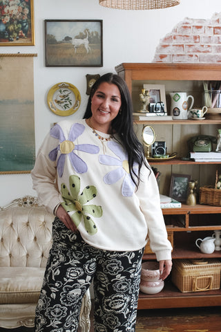 Avery Retro Patchwork Floral Crewneck