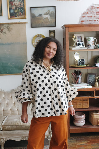 Shiloh Ruffle Sleeve Polka Dot Blouse