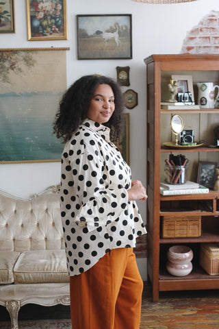 Shiloh Ruffle Sleeve Polka Dot Blouse