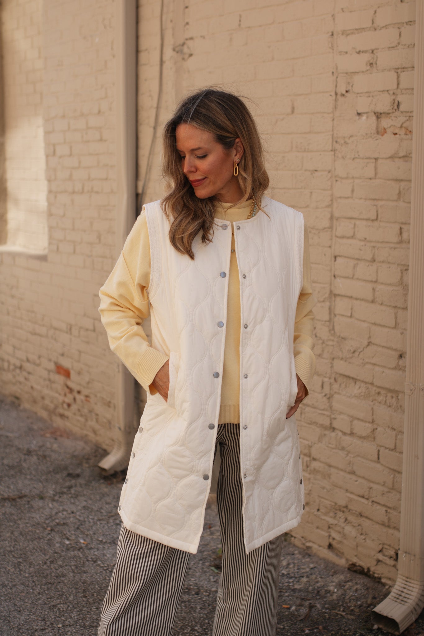 Hallie Light Quilted Long Vest