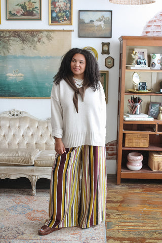 Spencer Striped Wide Leg Pull On Pant