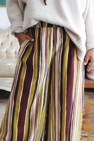 Spencer Striped Wide Leg Pull On Pant