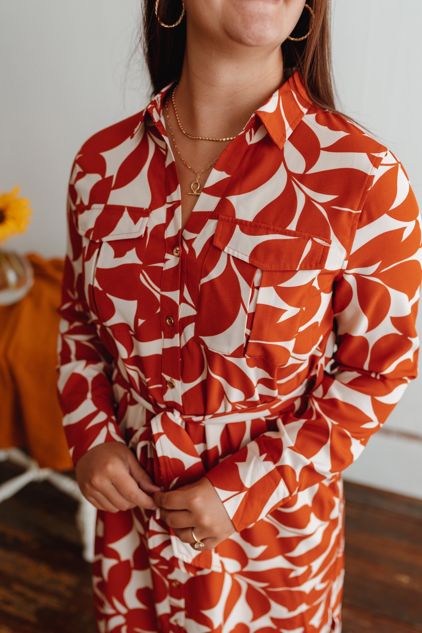 First Degree Button Midi Dress