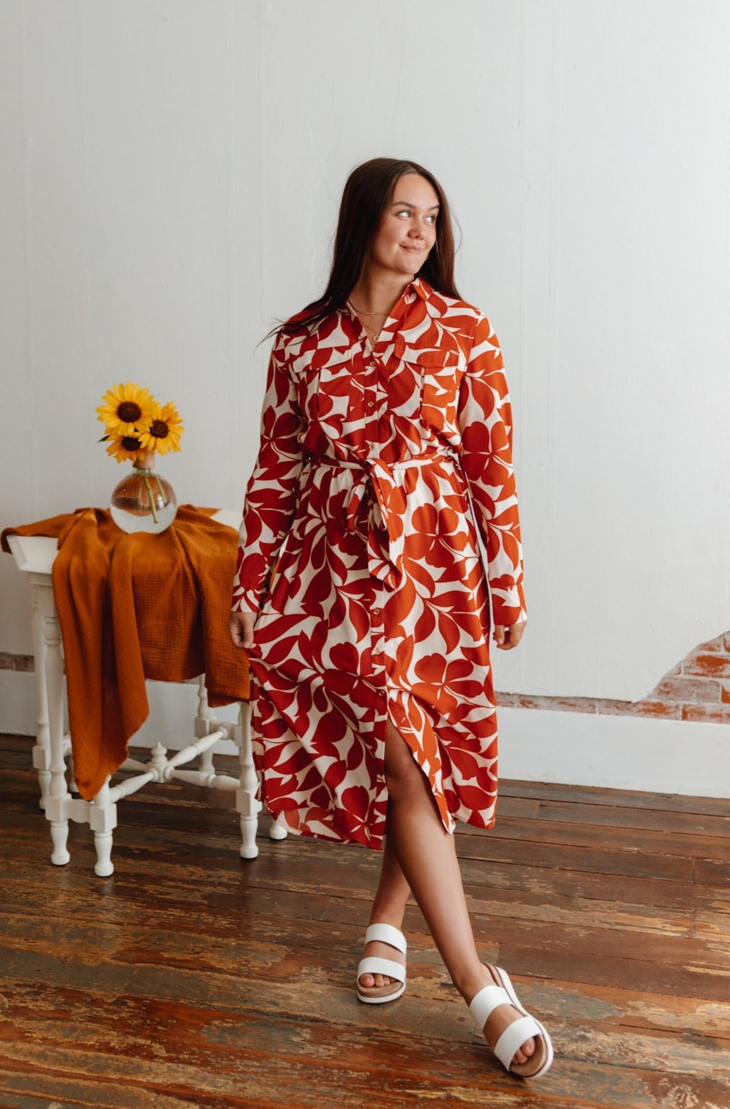 First Degree Button Midi Dress