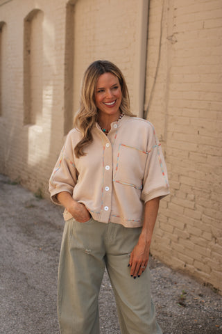 Lenore Washed Terry Knit Top