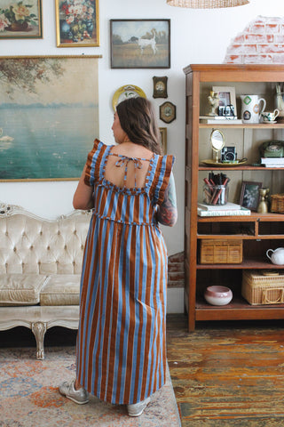 Serena Striped Babydoll Midi Dress