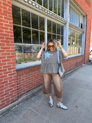 Holland Vintage Washed Stripe Cuffed Jeans