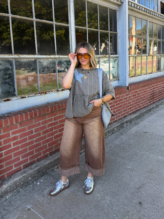 Holland Vintage Washed Stripe Cuffed Jeans