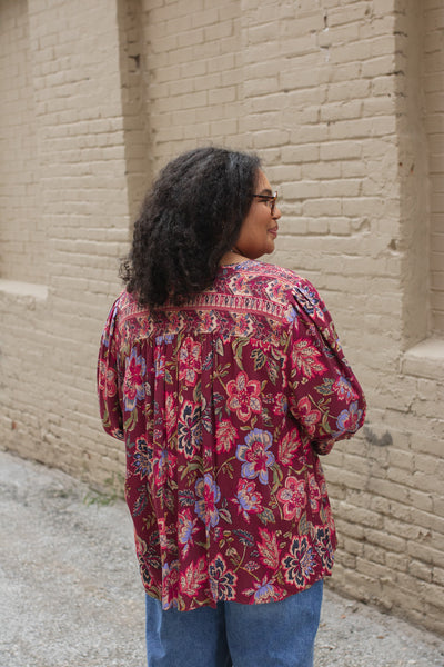 Tabby Button Front Boho Blouse