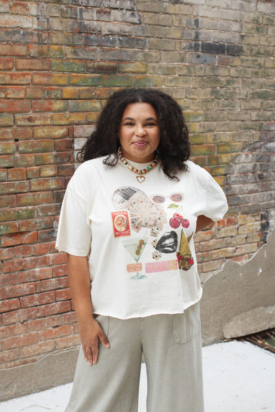 Feeling Lucky Vintage Washed Crop Graphic Tee