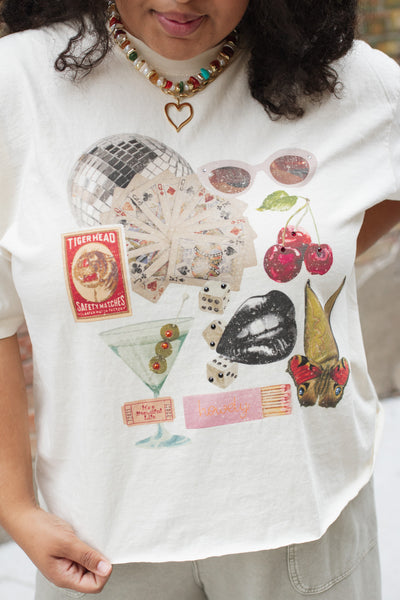 Feeling Lucky Vintage Washed Crop Graphic Tee