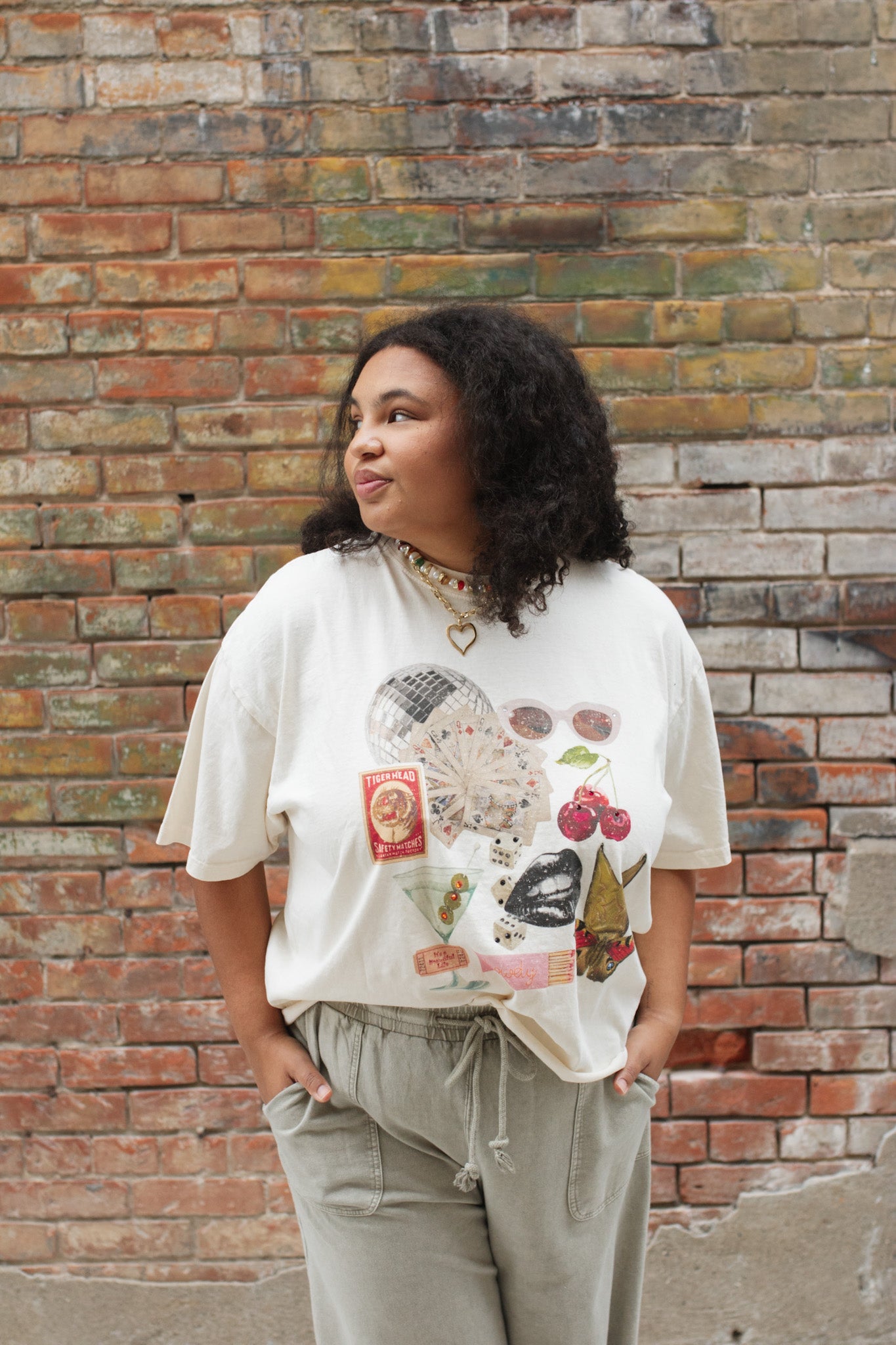 Feeling Lucky Vintage Washed Crop Graphic Tee